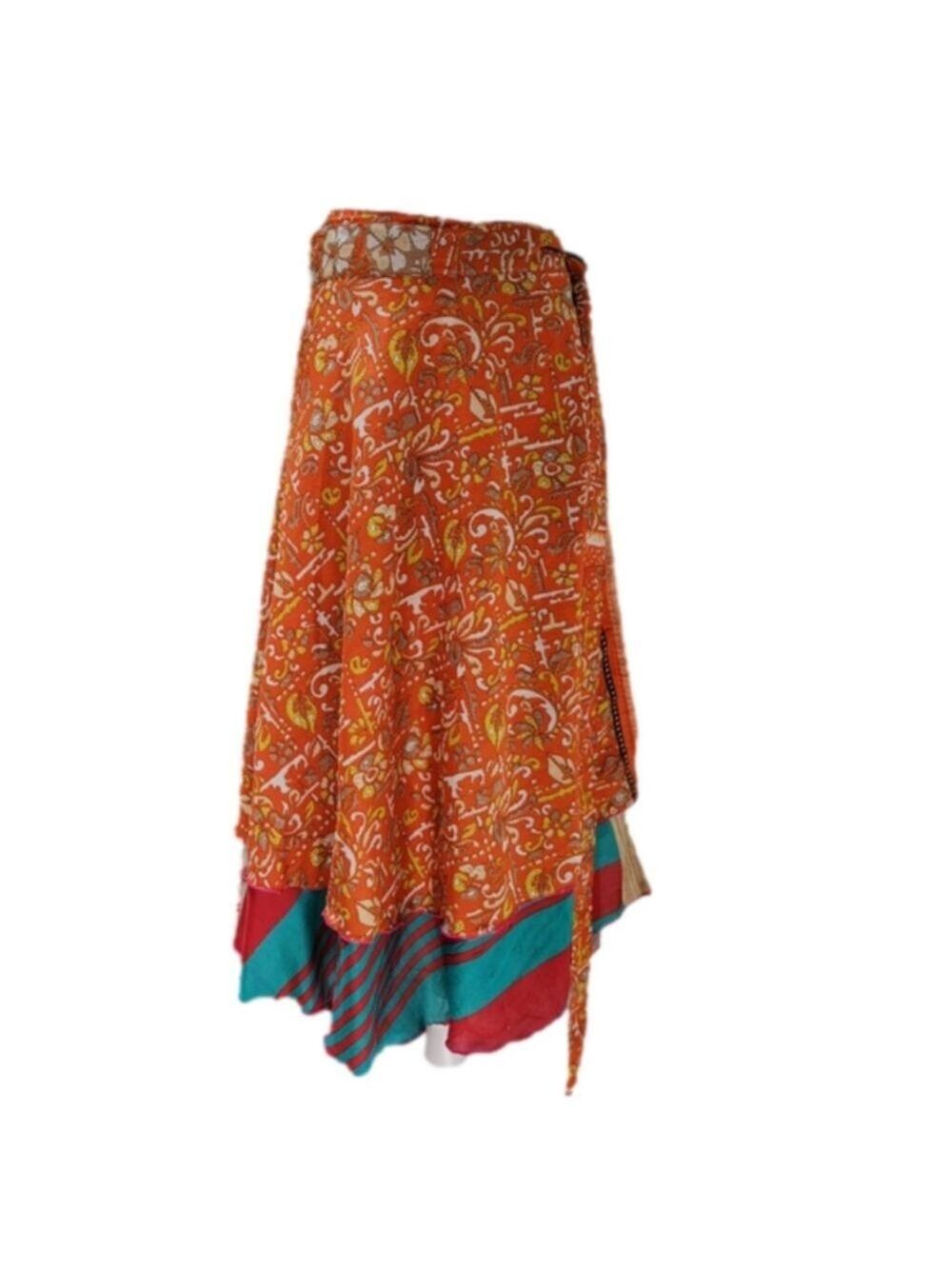 2 for 1 Wevez Silk Blend Reversible Adjustable Multiprint Wrap Skirt M/OS NWT